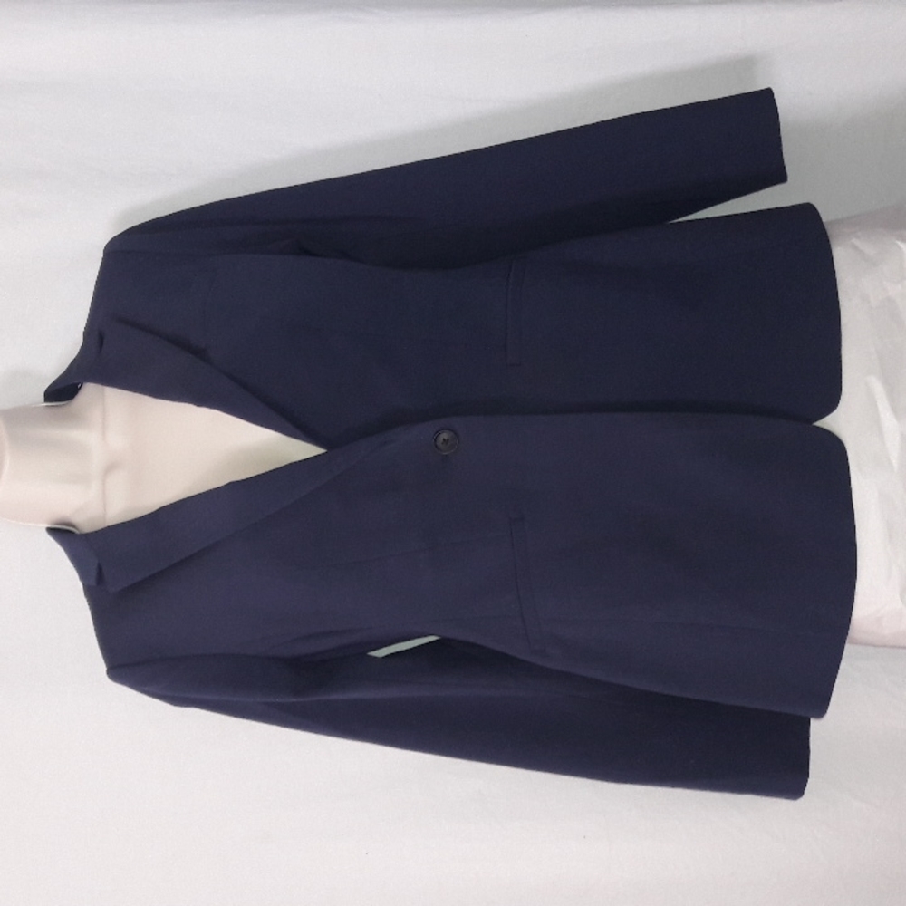 Banana Republic Women Blazer Navy Long & Lean Jacket Size 2 Italian Wool…